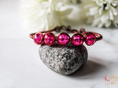 Crackle bead cuff bangle bracelet