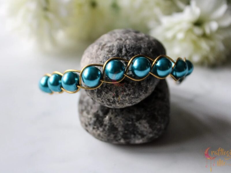 Braided single layer bead bracelet cuff