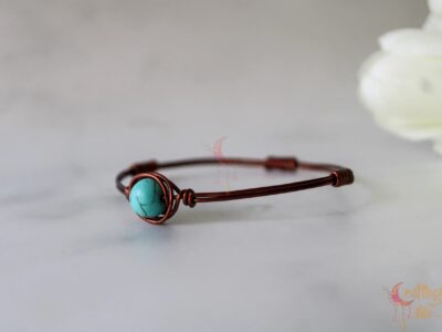 Turquoise blue Wrapped bead bracelet