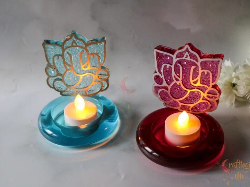 Ganesha druzy tea light holder