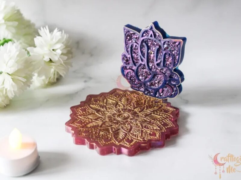 Ganesha druzy on mandala pooja plate