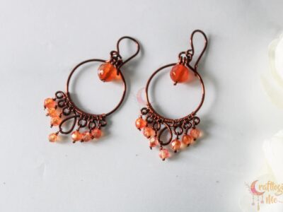 Agate loop and bead drops earrings