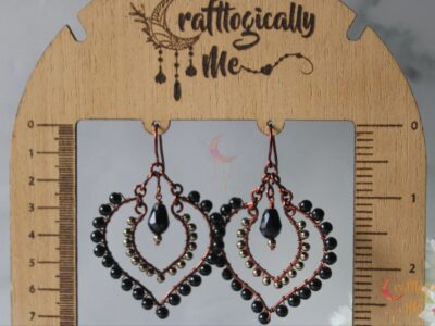 Long bead wrapped drop earrings