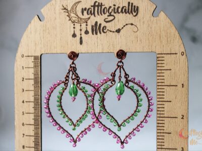 Long bead wrapped drop earrings