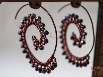 Long Swirly crystal bead earrings