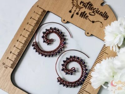 Long Swirly crystal bead earrings