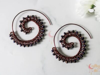 Long Swirly crystal bead earrings