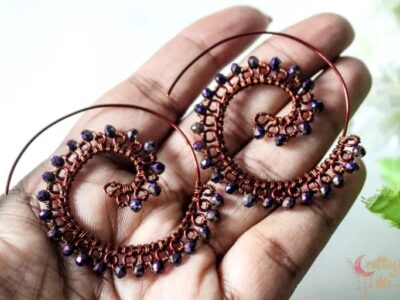 Long Swirly crystal bead earrings