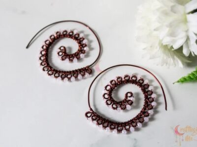 Long Swirly crystal bead earrings