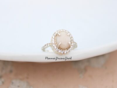 Breastmilk oval cz ring