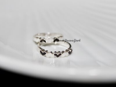 Breastmilk and hair multi heart silver ring