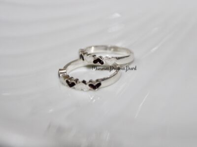 Breastmilk and hair multi heart silver ring