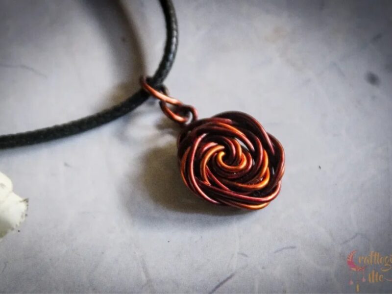 Big rose pendant in dual copper shade