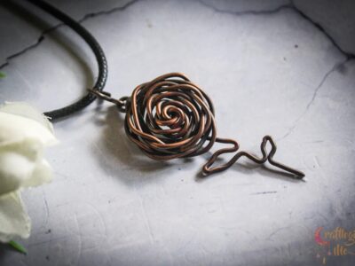 Big Rose Pendant with 2 leaves