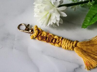 Macrame - Wire fusion named keychain