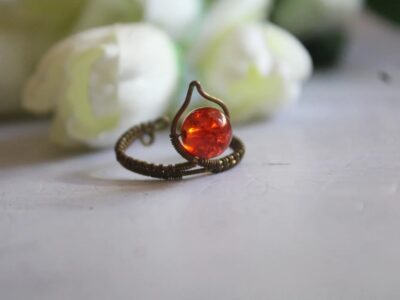 Bead woven drop ring