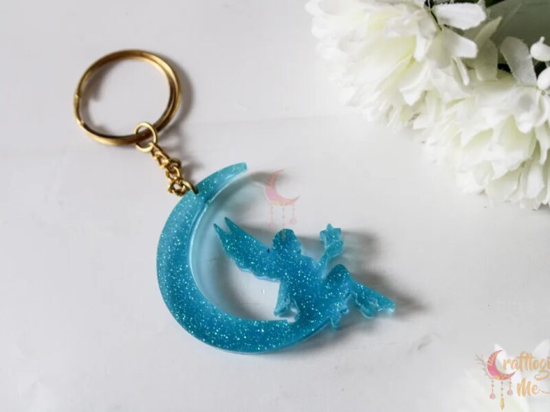 Girl on moon keychain/magnet