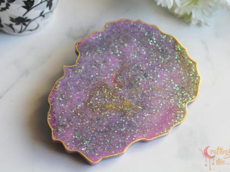 Multi color agate glitter coaster