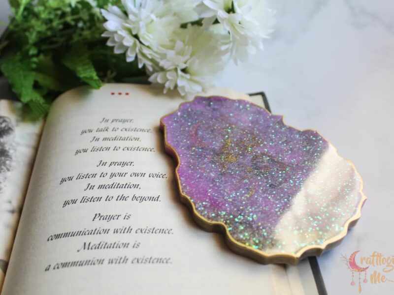 Multi color agate glitter coaster