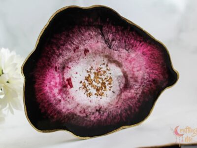 Pink and black tray with coasters