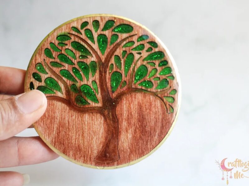 Tree coasters in wood - set of 5