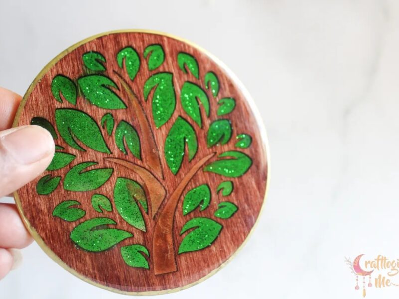 Tree coasters in wood - set of 5