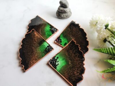 Multi color agate pizza coaster - set of 4