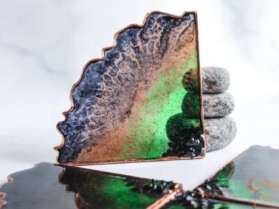 Multi color agate pizza coaster - set of 4