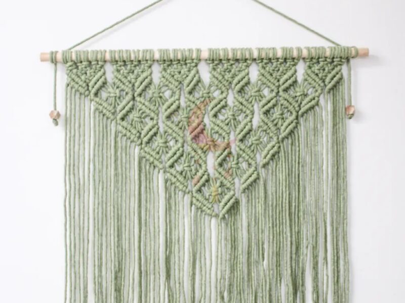 Macrame inverted triangle wall hanging