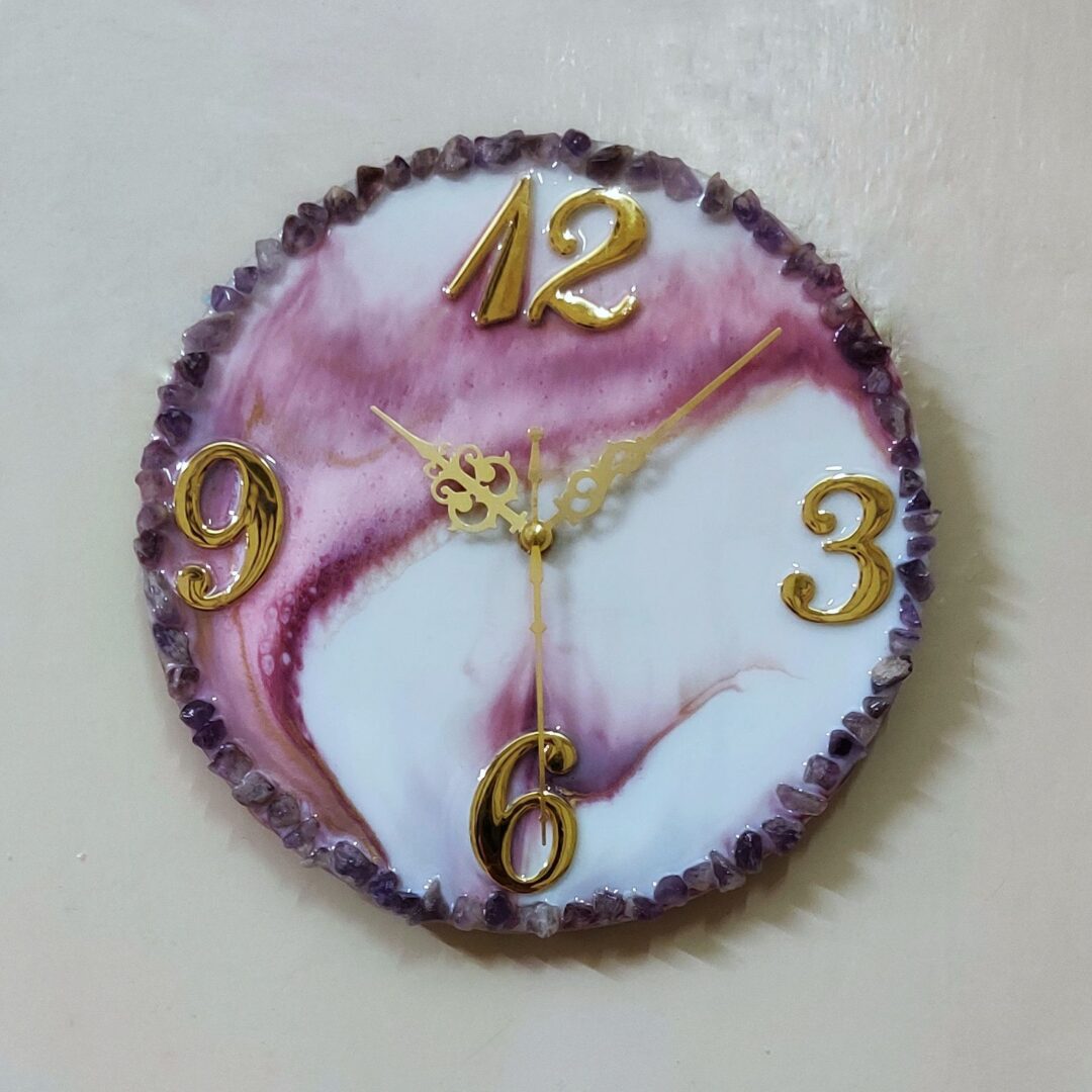 Resin Clock with stone border