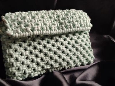 Handmade Macramé Bag in mint green