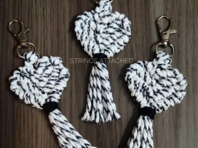 Handmade macramé Heart Keychain