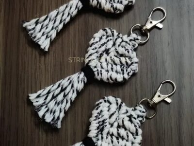 Handmade macramé Heart Keychain