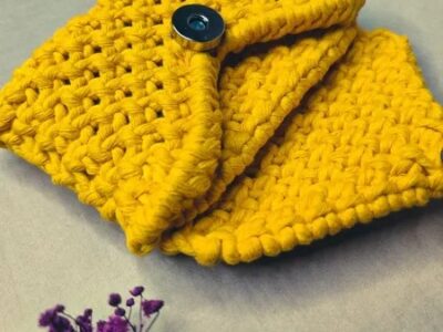 Mustard Yellow Handmade Macramé Wallet For Women