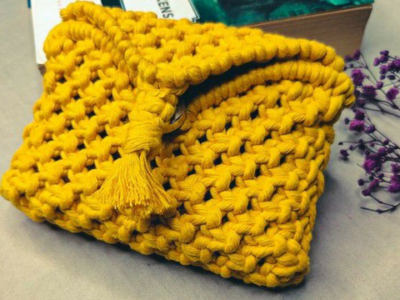 Mustard Yellow Handmade Macramé Wallet For Women