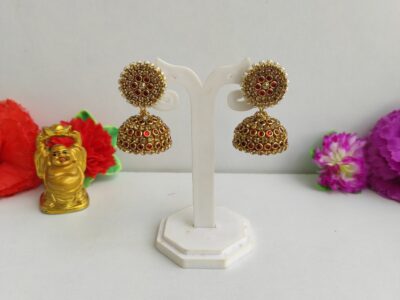 Handmade jhumka & kundan stud