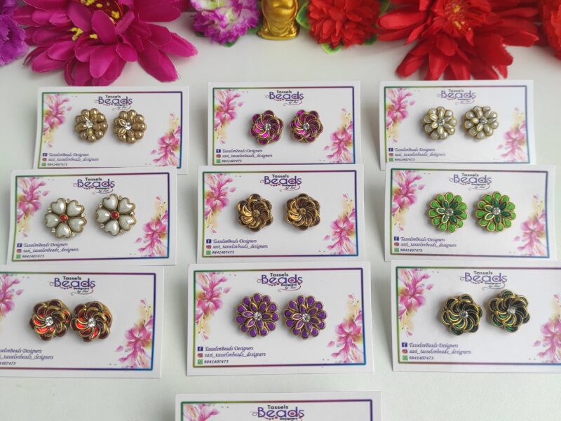 Handmade jhumka & kundan stud