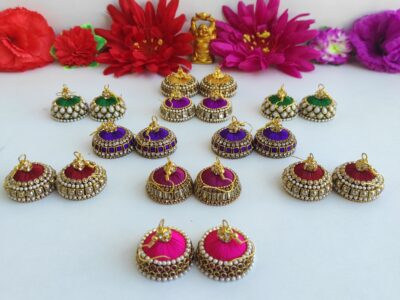 Handmade jhumka & kundan stud