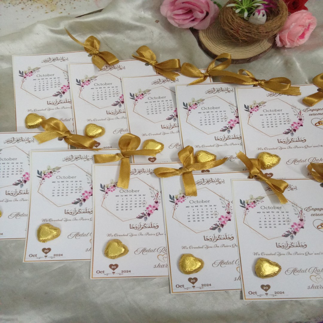 Customized chocolate return gift card or invitation